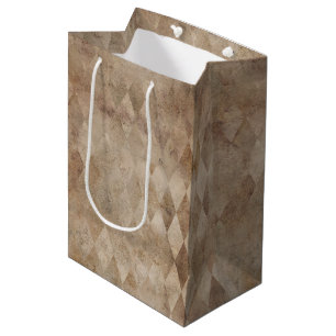 Distressed Brown Harlequin  Medium Gift Bag