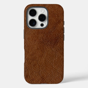 Distressed Brown Leather Look Printed Image iPhone 16 Pro Case