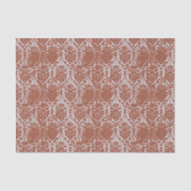 Distressed Burnt Orange Grunge Damask Tissue Paper (Front)