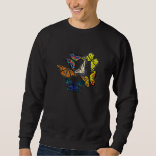 Distressed Butterflies Flying Insect Bug Lover Sweatshirt