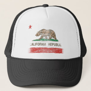 Distressed California Republic Flag Trucker Hat