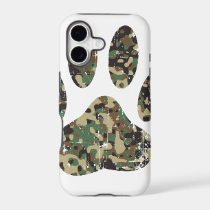 Distressed Camo Dog Paw Print
