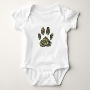 Distressed Camo Dog Paw Print Baby Bodysuit