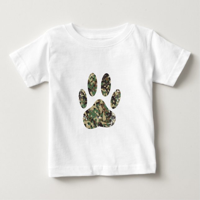 Distressed Camo Dog Paw Print Baby T-Shirt (Front)