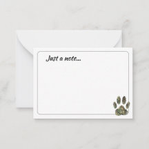 Distressed Camo Dog Paw Print Just a Note