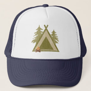 Distressed Campsite In Nature Trucker Hat
