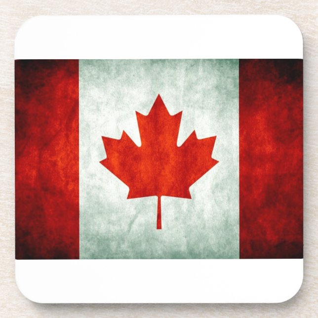 Distressed Canada Flag Coaster (Front)