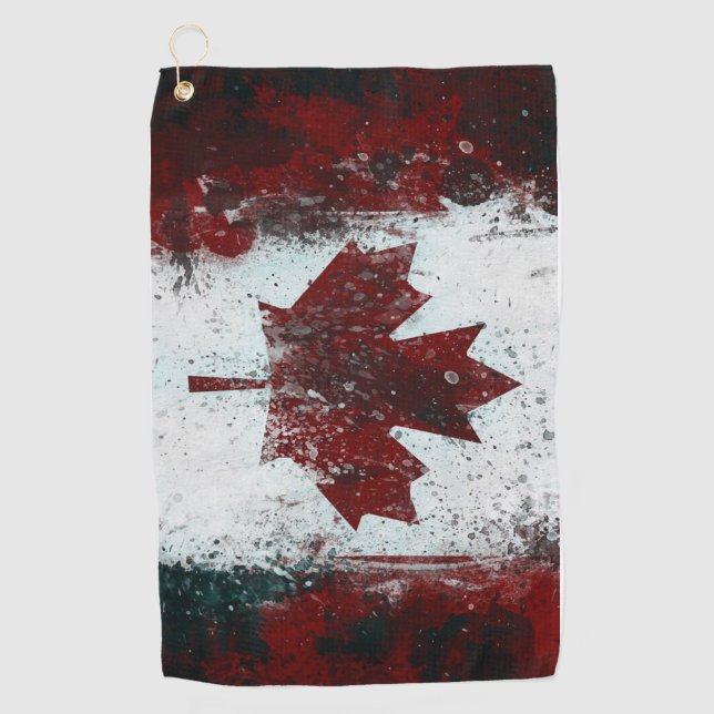 Distressed Canada Flag Grunge  Golf Towel (Front)