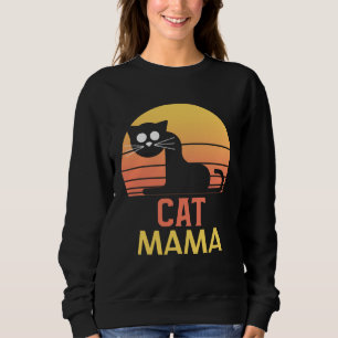 Distressed Cat Mama Vintage Eighties Style Ca Retr Sweatshirt