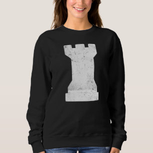 Distressed Chess Piece White Rook White Chess Cast Sweatshirt