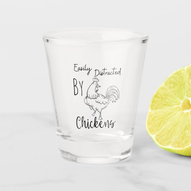 Distressed chickens shot glass (Front)