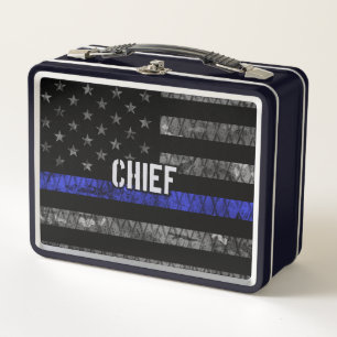 Distressed Chief Police Flag Metal Lunch Box