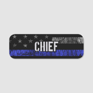 Distressed Chief Police Flag Name Tag