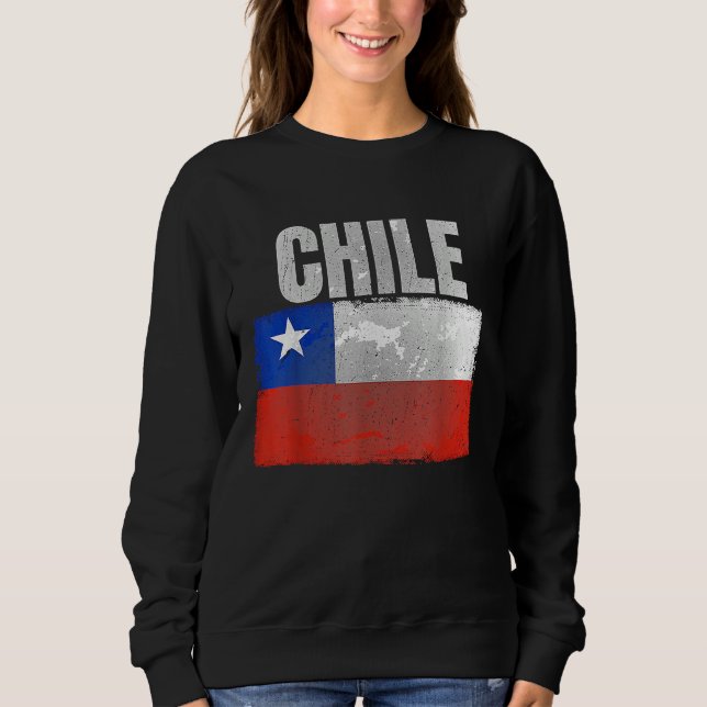 Distressed Chile Flag Graphic for Men Women Hispan Sweatshirt (Front)