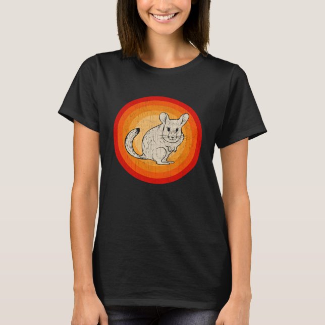 Distressed Chinchilla  Retro Style T-Shirt (Front)