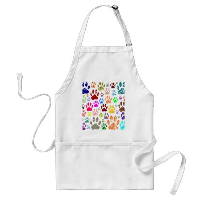 Distressed Colourful Dog Paw Prints Standard Apron (Front)