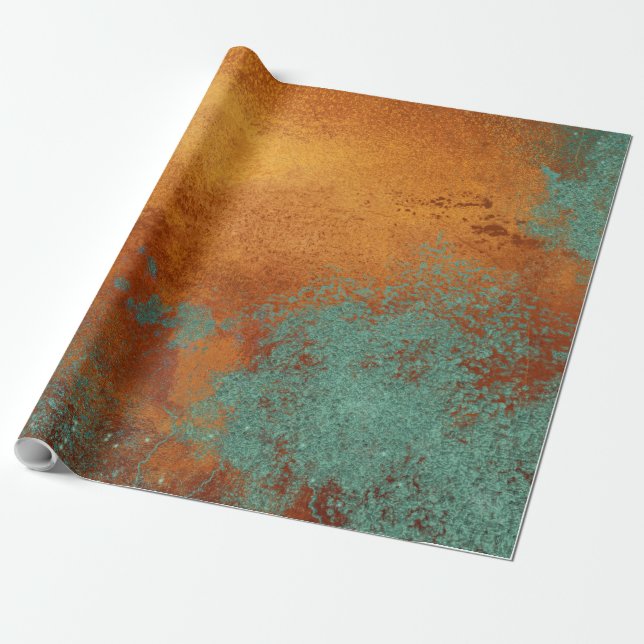 Distressed Copper Metallic Texture 23 Wrapping Paper (Unrolled)