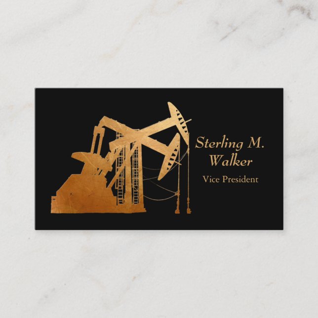 Distressed Copper Oil Pumping Unit Design Business Card (Front)