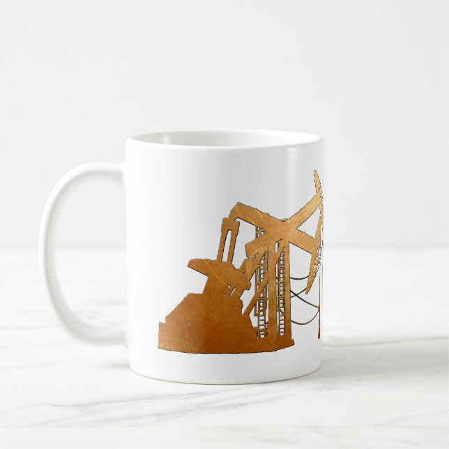 Distressed Copper Oil Pumping Unit Design Coffee Mug (Left)