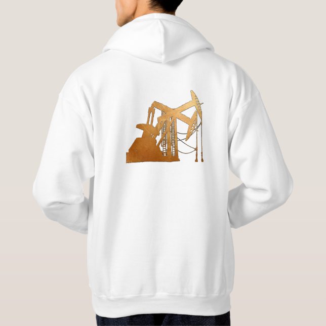Distressed Copper Oil Pumping Unit Design Hoodie (Back)