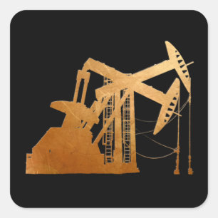 Distressed Copper Oil Pumping Unit Design Square Sticker