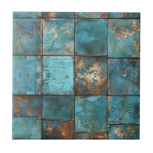 Distressed Copper Patina Ceramic Tile