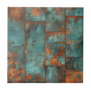 Distressed Copper Patina Ceramic Tile