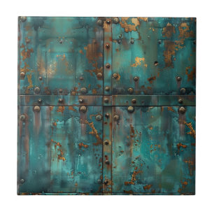 Distressed Copper Patina Ceramic Tile