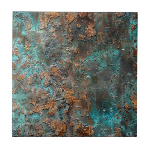Distressed Copper Patina Ceramic Tile
