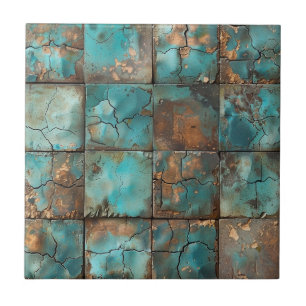 Distressed Copper Patina Ceramic Tile