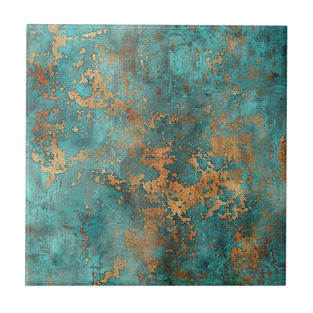 Distressed Copper Patina  Ceramic Tile (Front)