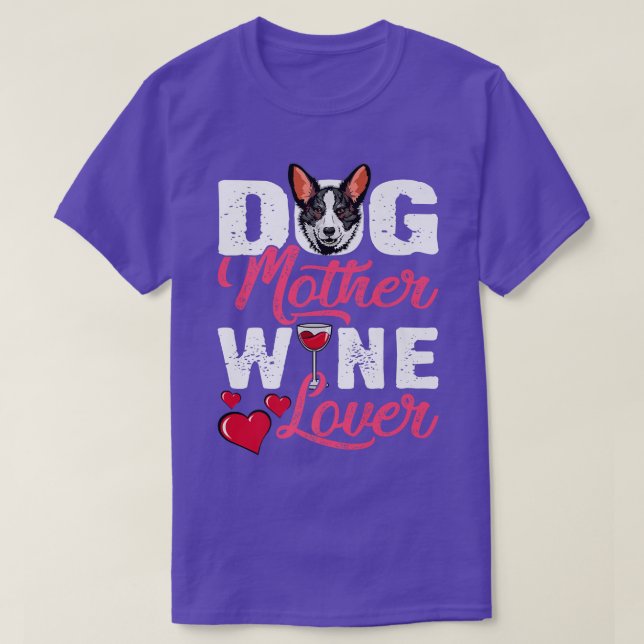 Distressed Corgi Dog Mother Wine Lover  T-Shirt (Design Front)