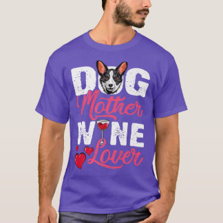 Distressed Corgi Dog Mother Wine Lover  T-Shirt