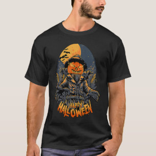 Distressed Corn Field Pumpkin Face Scarecrow Happy T-Shirt