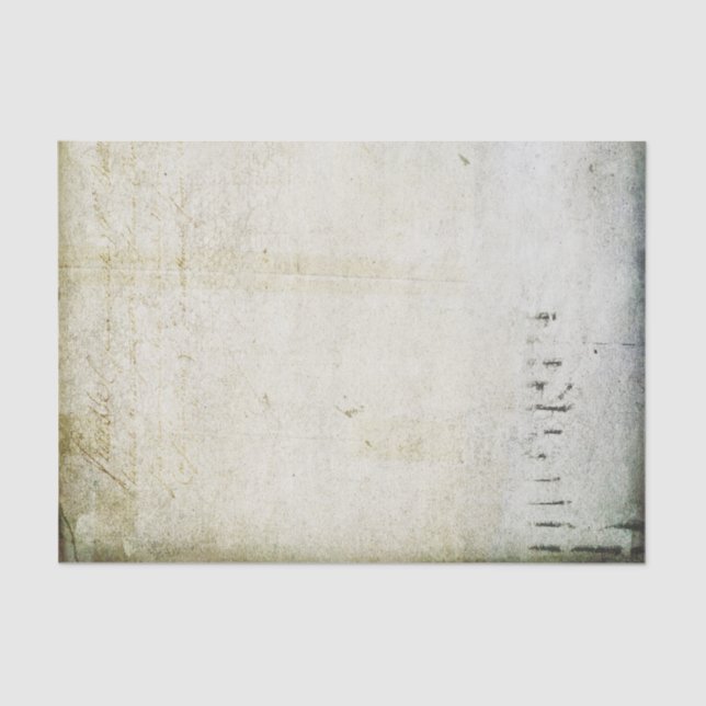 Distressed creased textured faded text tissue paper (Front)