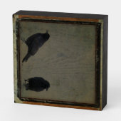Distressed Crow Art Wooden Box Sign (Angled Vertical)