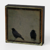 Distressed Crow Art Wooden Box Sign (Angled Horizontal)
