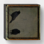 Distressed Crow Art Wooden Box Sign (Front Vertical)