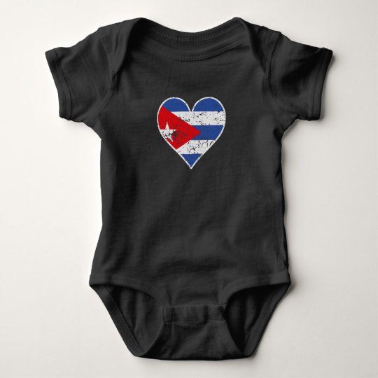 Distressed Cuban Flag Heart Baby Bodysuit
