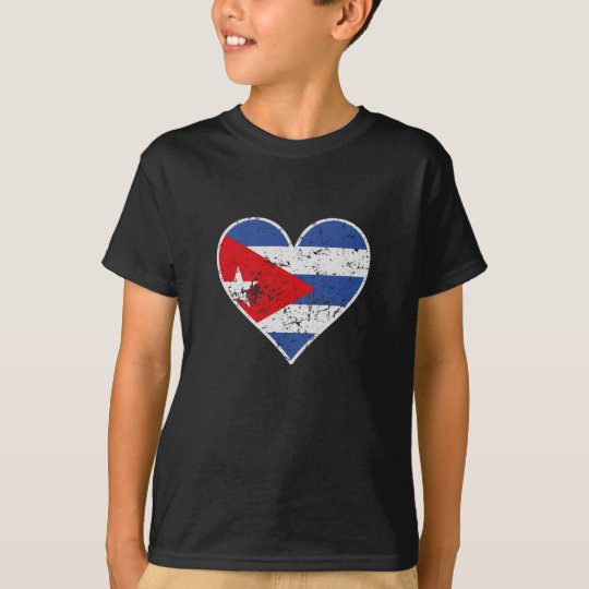Distressed Cuban Flag Heart T-Shirt