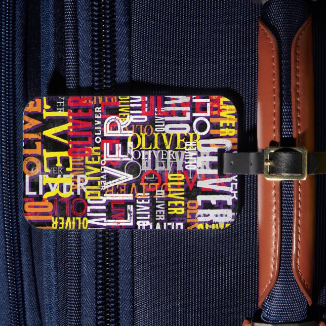 Distressed Custom Colour Names Replicated Modern Luggage Tag (Front Insitu 4)