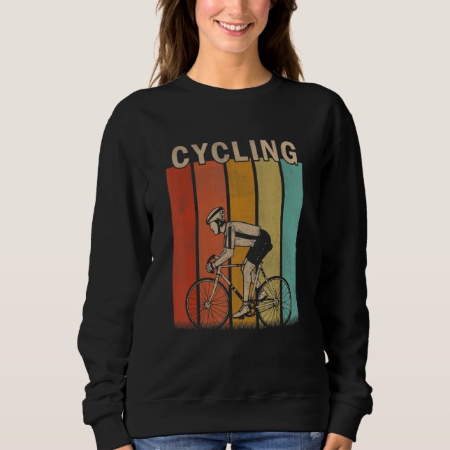 Distressed Cycling   Men Women Cute Cycling Retro Sweatshirt (Front)