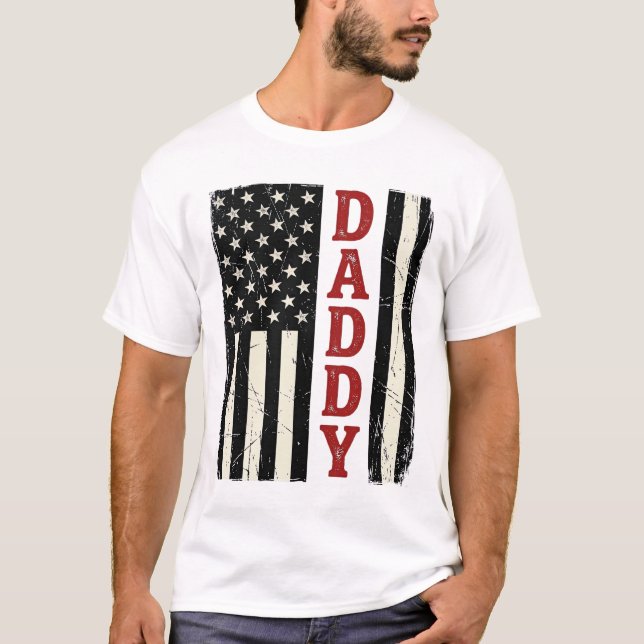 Distressed Daddy American Flag Shirt Design_1 (Front)