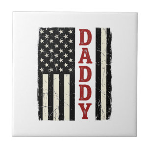 Distressed Daddy American Flag Shirt Design_1 Ceramic Tile