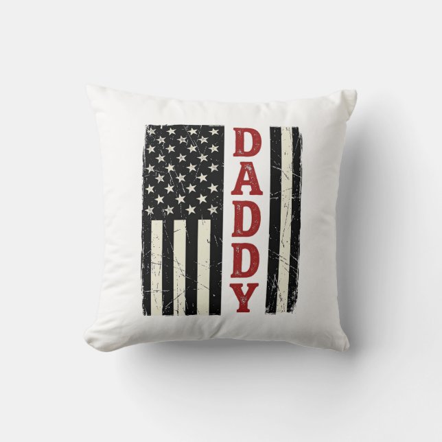 Distressed Daddy American Flag Shirt Design_1 Cushion (Front)