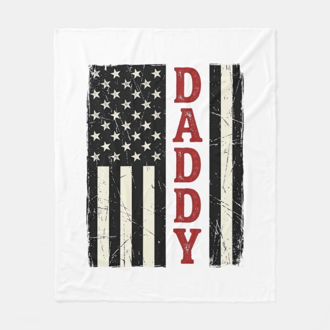 Distressed Daddy American Flag Shirt Design_1 Fleece Blanket (Front)