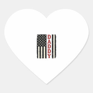 Distressed Daddy American Flag Shirt Design_1 Heart Sticker