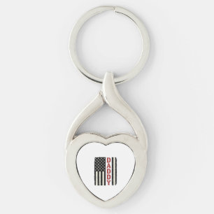 Distressed Daddy American Flag Shirt Design_1 Key Ring
