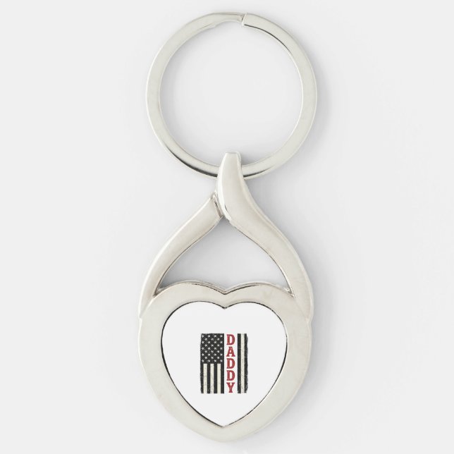 Distressed Daddy American Flag Shirt Design_1 Key Ring (Front)