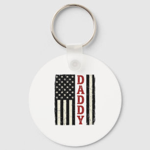 Distressed Daddy American Flag Shirt Design_1 Key Ring